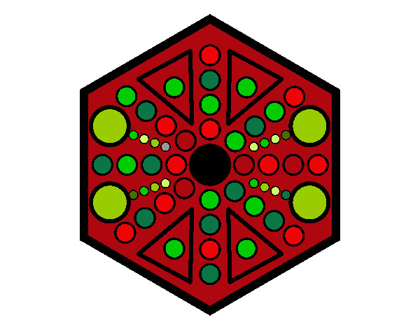 Desenho Mandala hexagonal pintado por mrmafiawar