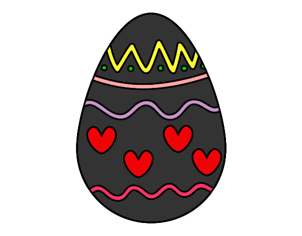 Desenho Ovo com corações pintado por -Ariele-
