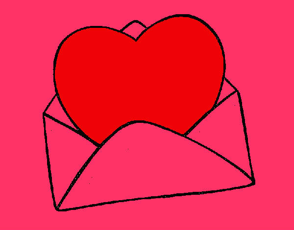 Desenho Coração num envelope pintado por EUNICE