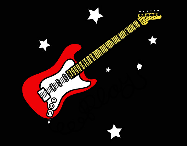 Desenho Guitarra e estrelas pintado por Felipe