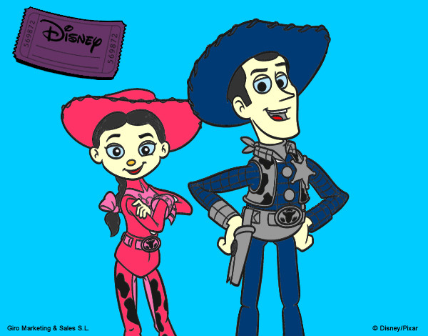 Desenho Jessie e Woody pintado por thaysekaua