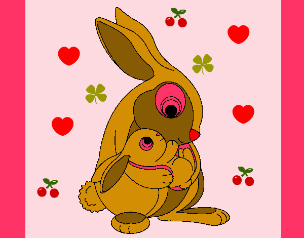 Desenho Mãe coelho pintado por LAUANA