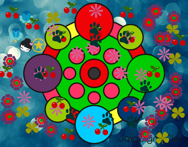 Desenho Mandala com rodadas pintado por joaozinho