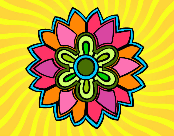 Desenho Mandala em forma flor weiss pintado por jacke