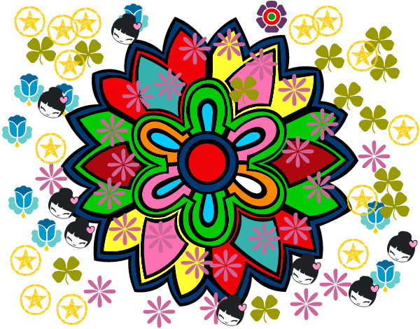 Desenho Mandala em forma flor weiss pintado por joaozinho