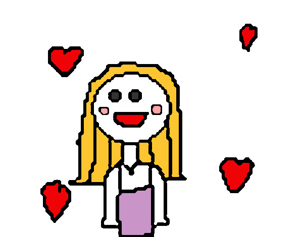 Desenho Menina com corações pintado por bella30
