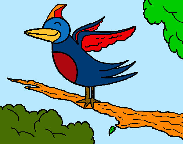 Desenho Pássaro na árvore pintado por Ivelise