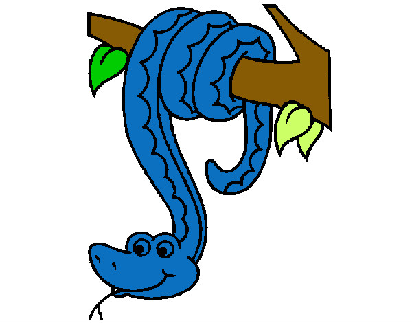 Desenho Serpente pendurada numa árvore pintado por Nilza