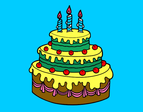 Desenho de Bolo de aniversário pintado e colorido por Usuário não  registrado o dia 16 de Abril do 2009