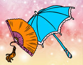 Desenho Leque e guarda-chuva pintado por DANINHA