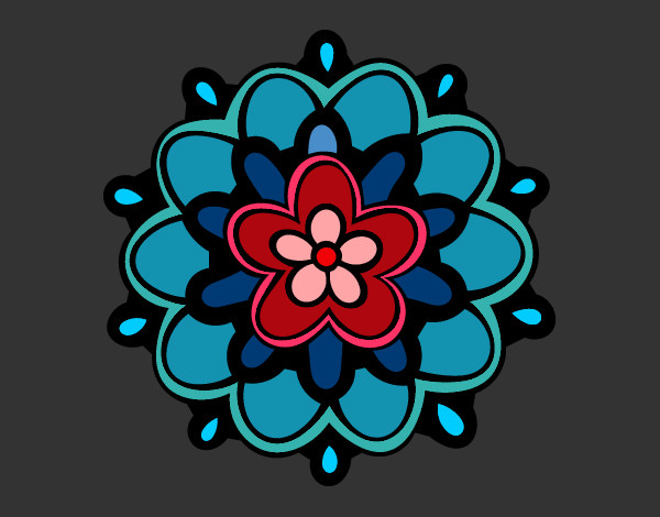 Desenho Mandala com uma flor pintado por giovanadp