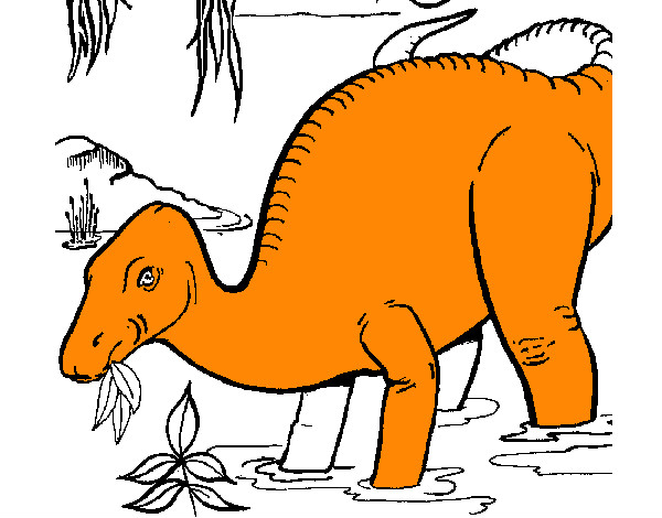 Desenho Dinossauro a comer pintado por Megs