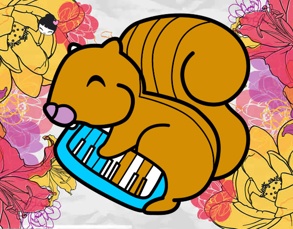 Desenho Esquilo pianista pintado por pedrobrend