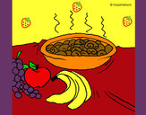 Desenho Fruta e caracois na caçarola pintado por metss
