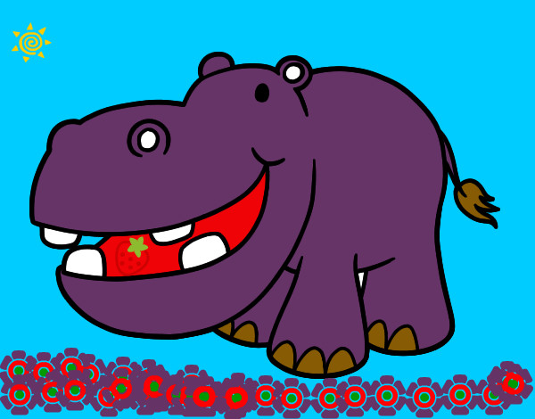 Desenho Hipopótamo pequeno pintado por blob