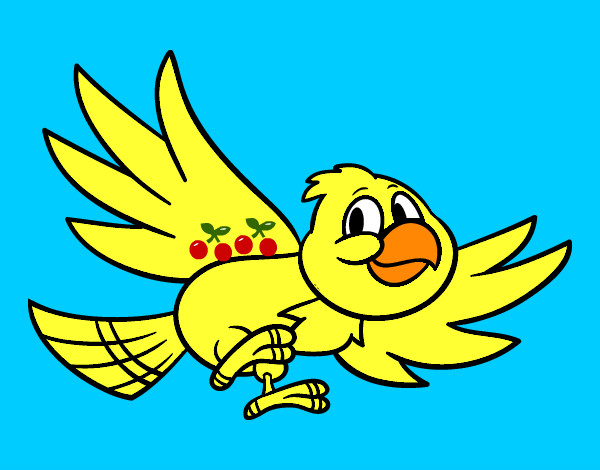 Desenho Pássaro voando pintado por blob