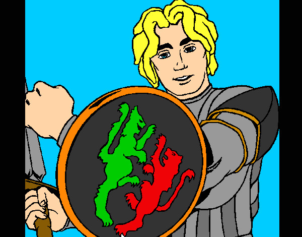Desenho Cavaleiro com escudo de leão pintado por 1furtado