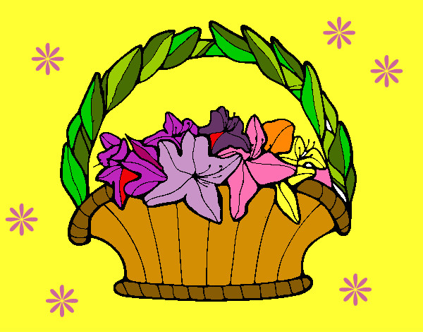 Desenho Cesta de flores 4 pintado por suzani