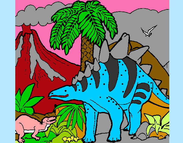 Desenho Família de Tuojiangossauros pintado por ricardoa