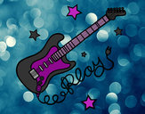 Desenho Guitarra e estrelas pintado por Avril