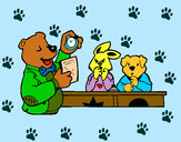 Desenho Professor urso e seus alunos pintado por patyjoel