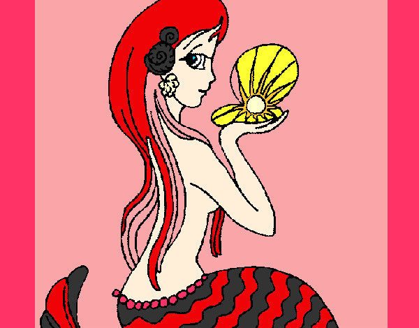 Desenho Sereia e pérola pintado por Avril