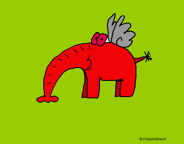 Desenho Elefante com asas pintado por brunodv