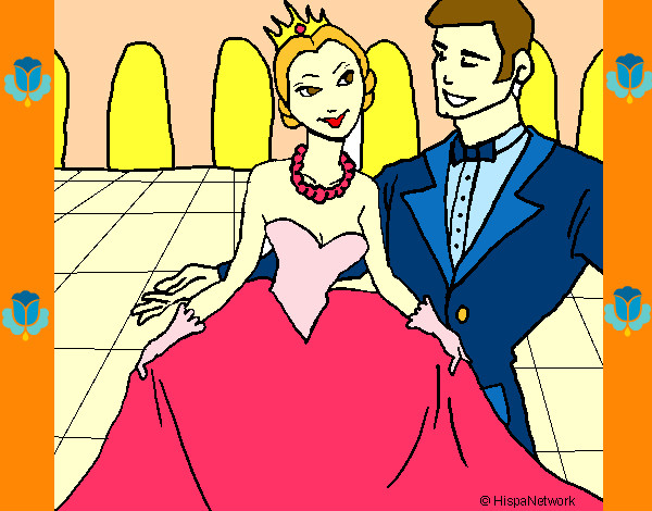 Desenho Princesa e príncipe no baile pintado por LeuFacto