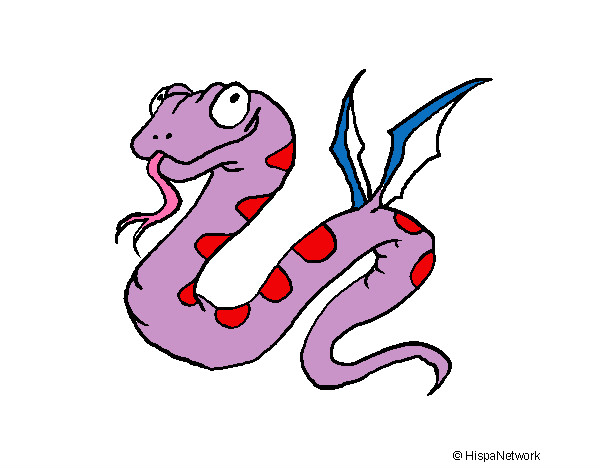Desenho Serpente com asas pintado por victo