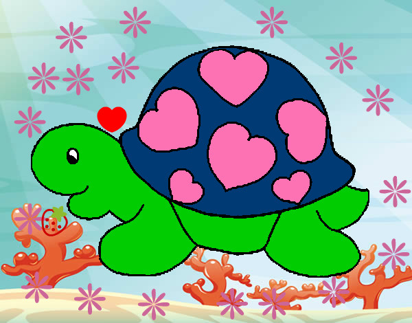 Desenho Tartaruga com corações pintado por MELJU