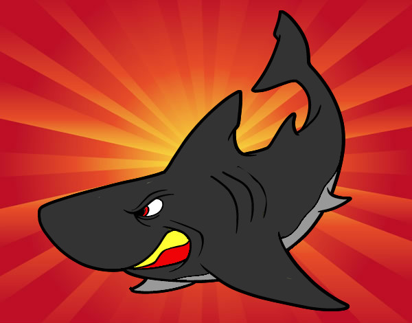 Desenho Tubarão furioso pintado por 123waffles