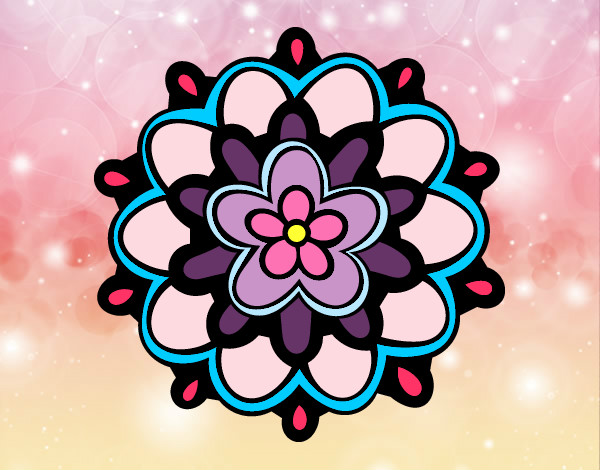 Desenho Mandala com uma flor pintado por Carlia93