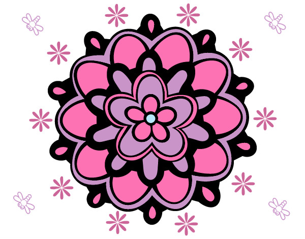 Desenho Mandala com uma flor pintado por fofa