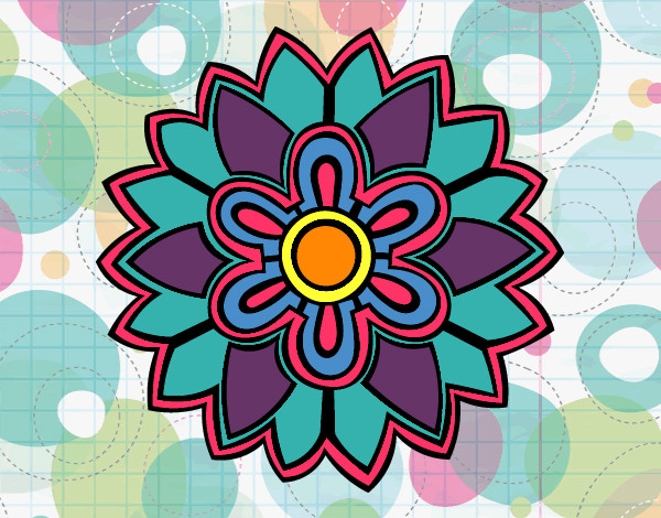 Desenho Mandala em forma flor weiss pintado por Jojo