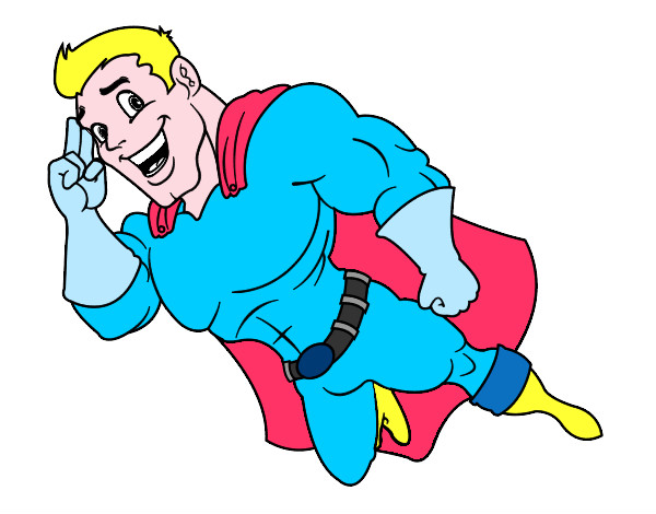 Desenho Superherói voando pintado por Leandrinha