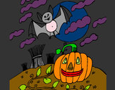 Desenho Paisagem Halloween pintado por Thaiisa