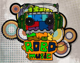 Desenho Robô music pintado por cras