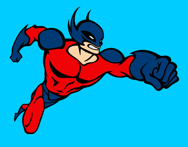 Desenho Super-herói sem uma capa pintado por fortinho