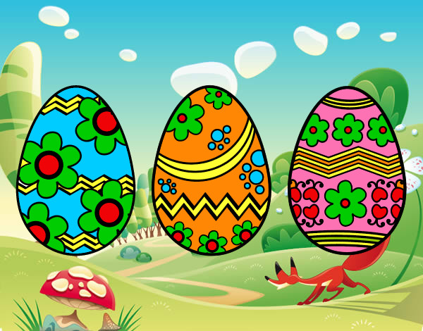 Desenho Três ovos de Páscoa pintado por Matheus-F
