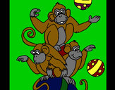 Desenho Macacos a fazer malabarismos pintado por cras