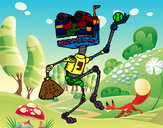 Desenho Robô jogando basebol pintado por cras