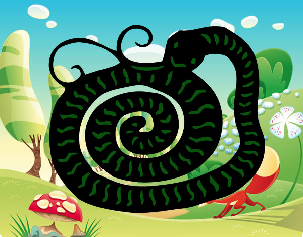 Desenho Signo da serpente pintado por cras