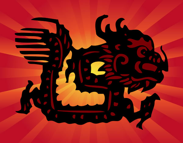 Desenho Signo do dragão pintado por cras