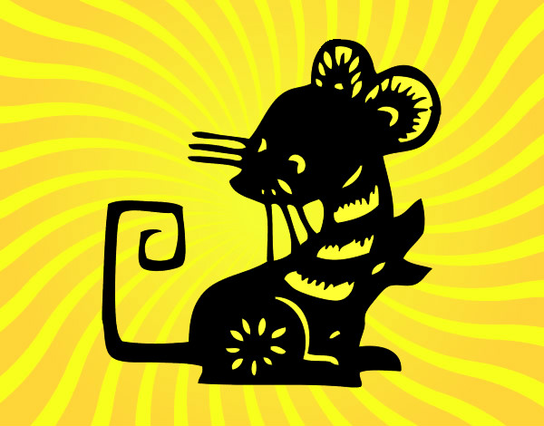 Desenho Signo do rato pintado por cras