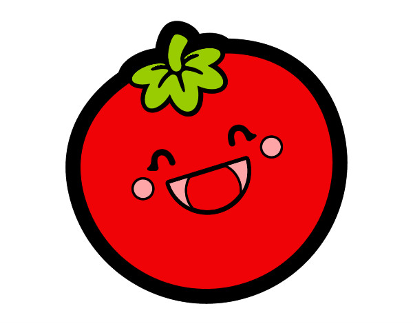 Desenho Tomate sorridente pintado por vycklinda