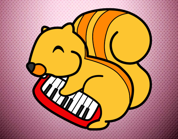 Desenho Esquilo pianista pintado por kananda