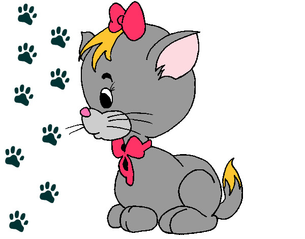 Desenho de Gatinha com laço pintado e colorido por Usuário não registrado o  dia 28 de Maio do 2010