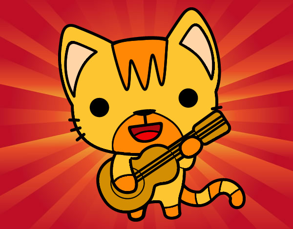 Gato tocando violão
