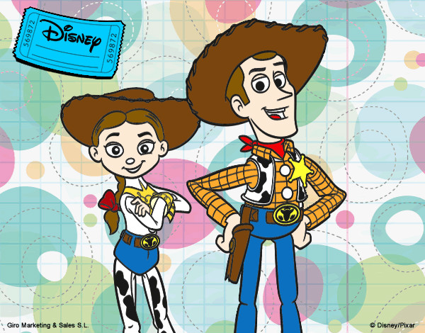 Desenho Jessie e Woody pintado por Euri