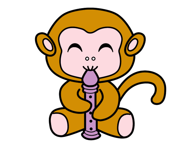Desenho Macaco flautista pintado por Leandrinha